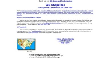 Download GIS Shapefiles – FSA, GNIS, zip code, climate, tornadoes, school districts, zip codes, dams , Indian and federal lands, toxic releases